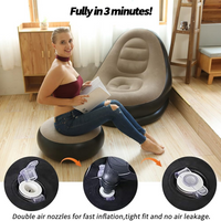 Portable Inflatable Bed Sofa Flocking Couch Set with Footstool