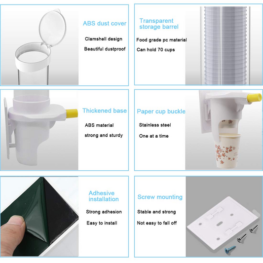 Cup Dispenser Pull Type Paper Water Disposable Button Press Cup Remover Holder For Home Offices Shops And Hospital