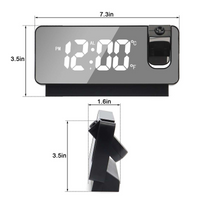 LED Digital Projector Projection Snooze Dual Alarm Clock Timer - White