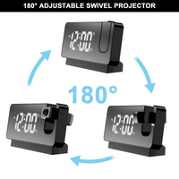 LED Digital Projector Projection Snooze Dual Alarm Clock Timer - White