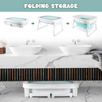 Foldable Baby Bath Tub with Bath Seat and Non-Slip Holder for Safety