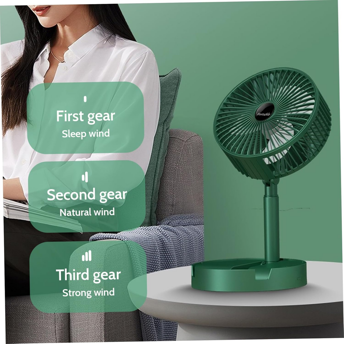 Foldable Desk Fan 3 Speeds, 180° Tilt Fan