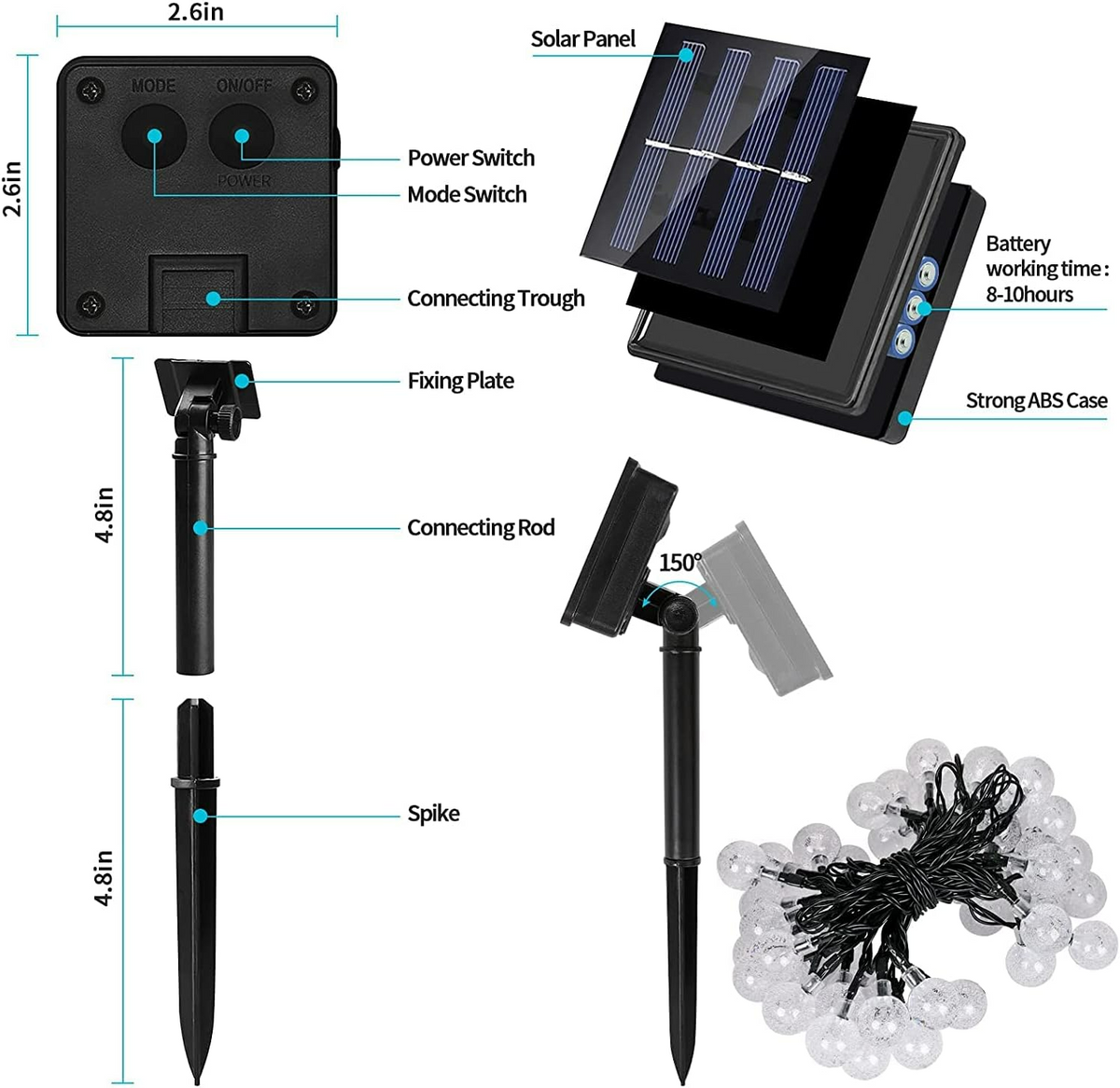50-LED Solar String Lights