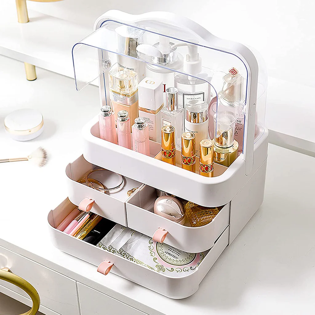 3-Drawer Dustproof Makeup Organizer