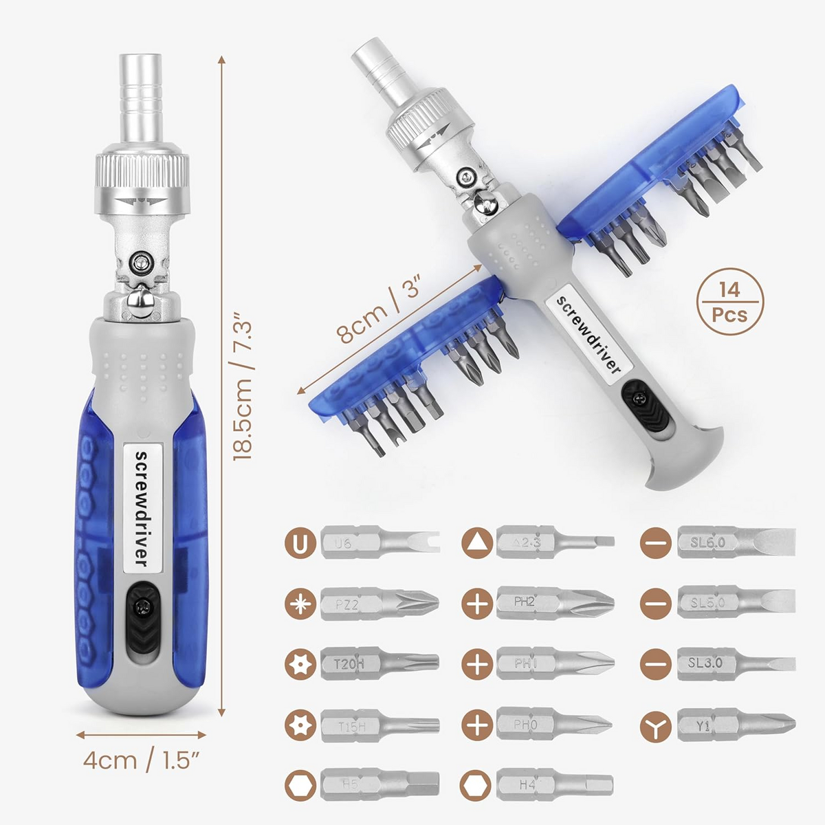 15 in 1 Magnetic Ratchet Screwdriver Set