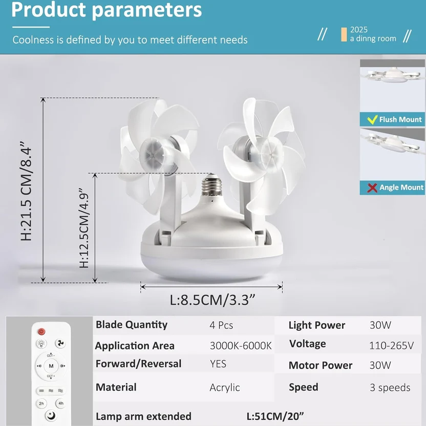 F4 LED Ceiling Fan with Remote
