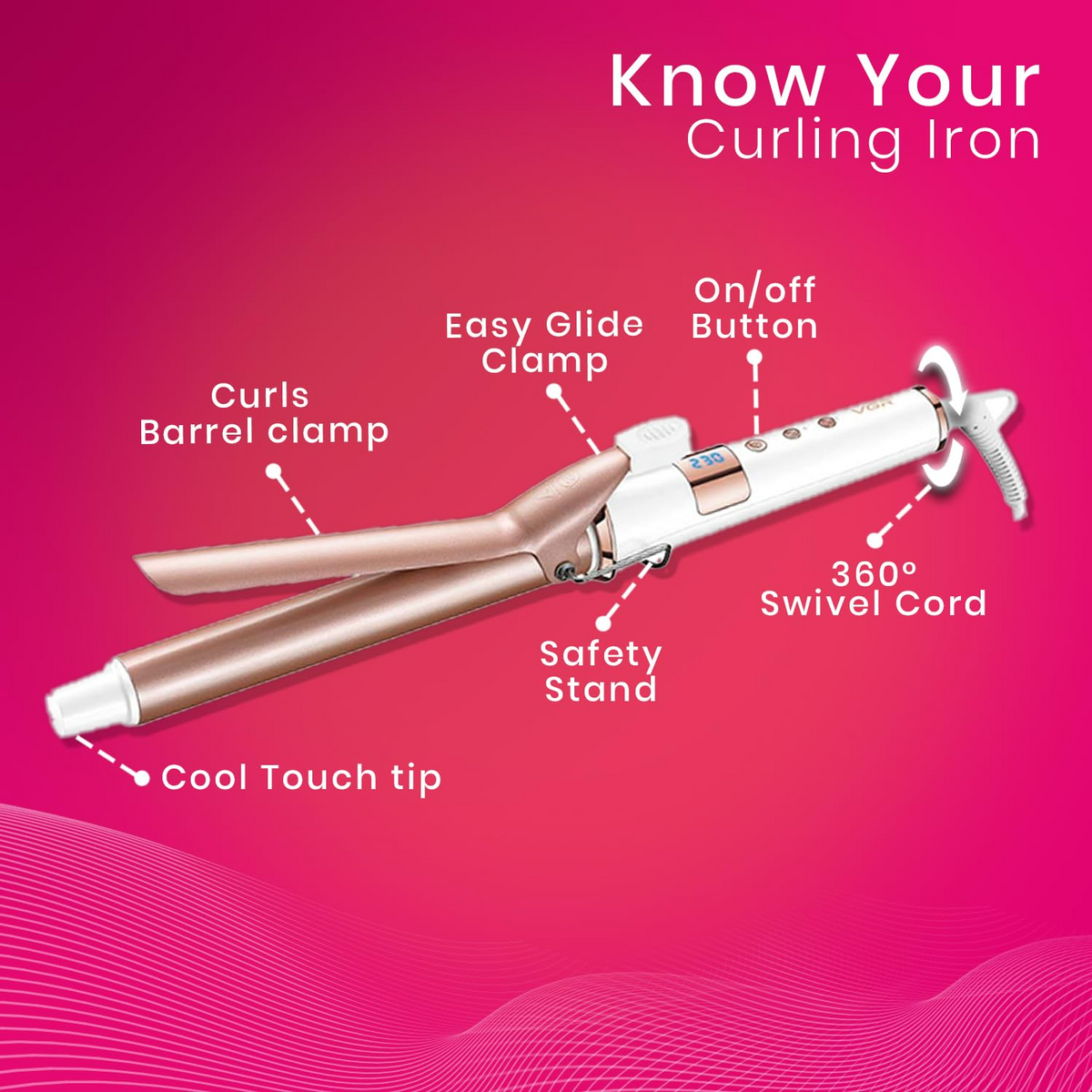 VGR Hair Curling Iron Wand V578