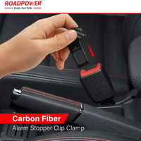 Car Safety Seat Belt Buckle Alarm Stopper Silencer Clip Clamp Carbon Fiber Universal (2 Pcs)