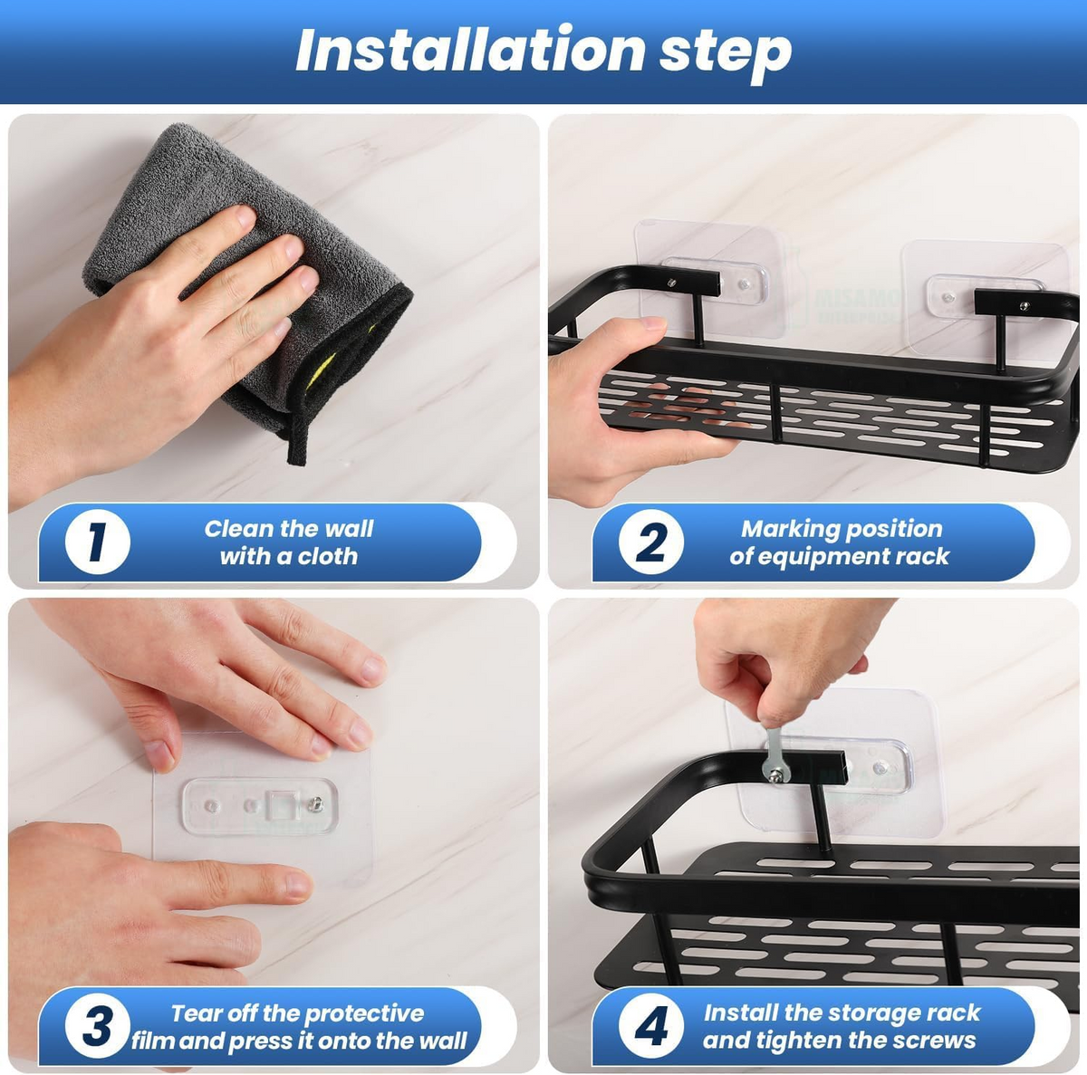 Self-Adhesive Aluminum Bathroom Shelf