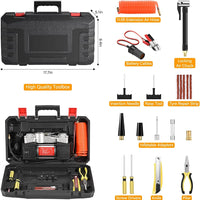 Portable Air Compressor Pump Tire Inflator with Digital Gauge, Heavy Duty Double Cylinder 12V Tire Pump 150 PSI with Tire Repair Kit MK-718