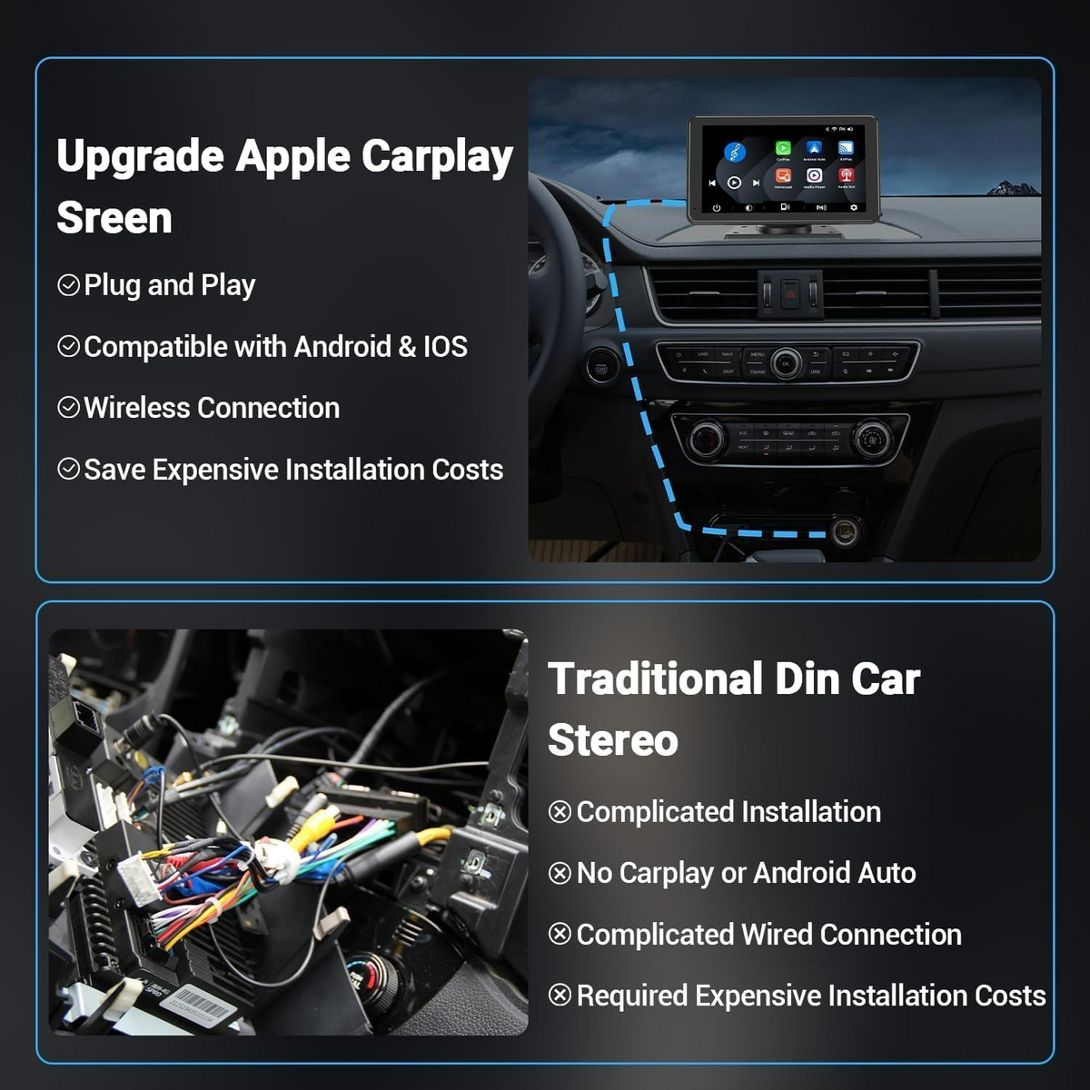 Wireless CarPlay Stereo with Camera