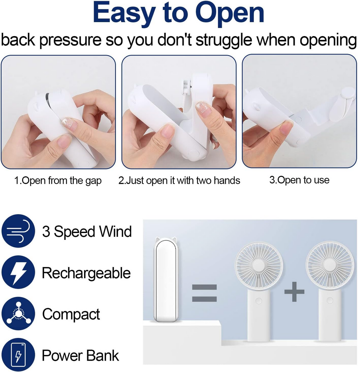 2-in-1 Power Bank Mini Handheld Fan