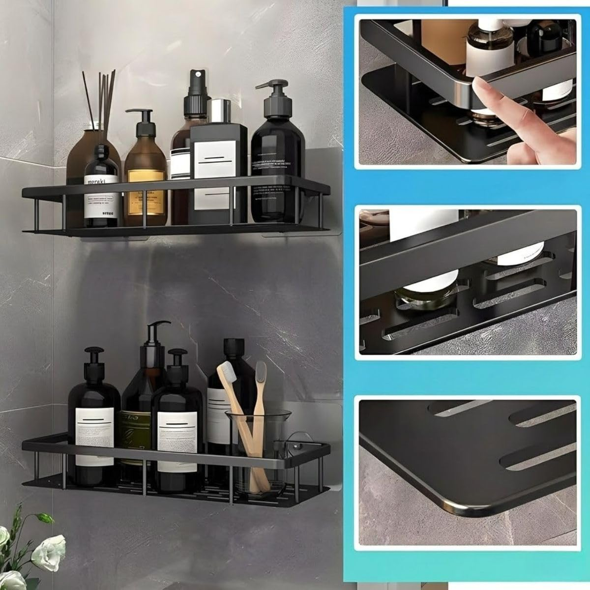 Self-Adhesive Aluminum Bathroom Shelf