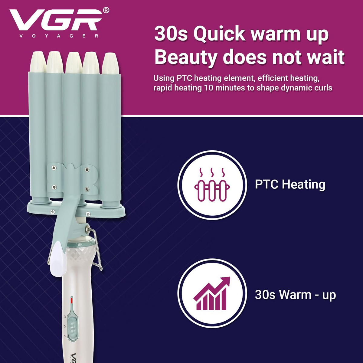 VGR V597, Wavy Hair 5 Barrels Curling Iron