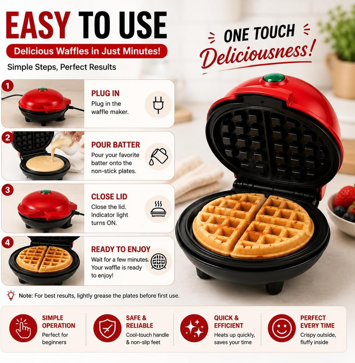 Mini Non-Stick Waffle Maker