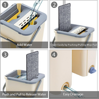 Household Cleaning Tool Wet Dry Hand-Free Mop Bucket Set With Plastic Basket Cloth Material