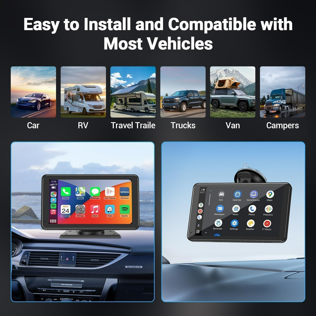 Wireless CarPlay Stereo with Camera