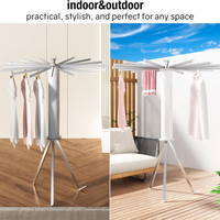 Folding Tripod Clothes Airer – Compact Drying Rack with 16 Rotating Arms, Aluminum, Indoor/Outdoor Use