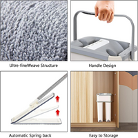 Household Cleaning Tool Wet Dry Hand-Free Mop Bucket Set With Plastic Basket Cloth Material