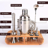 Cocktail Shaker Set Bartender Kit, Bar Set with Bamboo Stand 12 Piece Bartending Tools with Mocktail Recipes Booklet