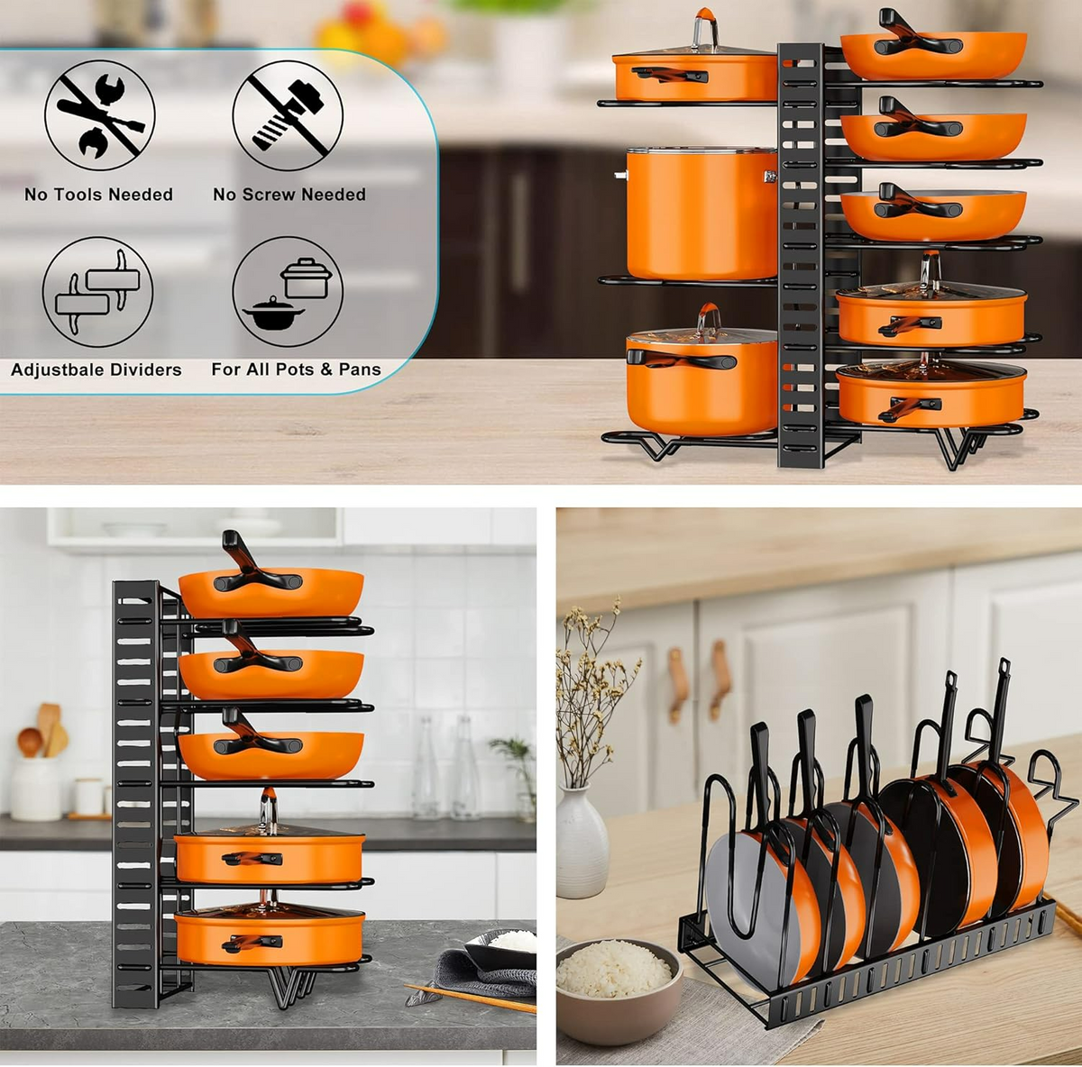 Pots and Pans Organizer Rack