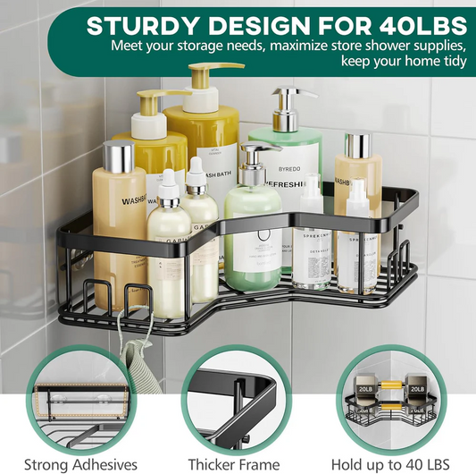 Premium Stainless Steel Corner Shower Organizer (Set of 5)