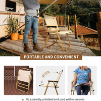 Folding Chair Camping Chairs for Adults Wood Armrest Black