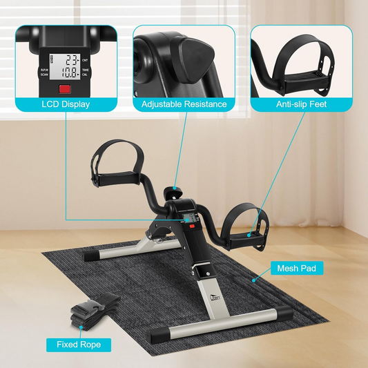 Sport Foldable Pedal Exerciser, Stationary Under Desk Exercise Equipment Arm/Leg/Foot Peddler Exercise