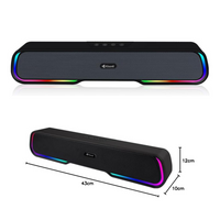 Kisonli LED-913 Portable Rechargeable Battery Powered Soundbar bluetooth gaming colorful light speaker with RGB light (Black)