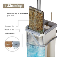 Household Cleaning Tool Wet Dry Hand-Free Mop Bucket Set With Plastic Basket Cloth Material