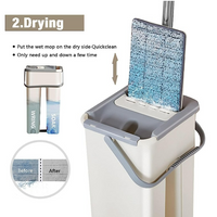 Household Cleaning Tool Wet Dry Hand-Free Mop Bucket Set With Plastic Basket Cloth Material