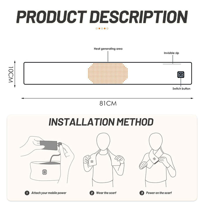 USB Heated Scarf – 3 Heat Levels