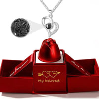 Necklace With Rose Box With Free Bag, I Love You In 100 Languages