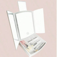 My Fold Away Vanity Mirror With Led & Makeup Storage
