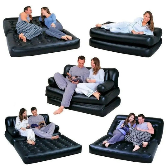 5-In-1 Double Multifunction Inflatable Fashion Air Sofa Queen Double Bed Mattress (L188 x W152 x H64)cm