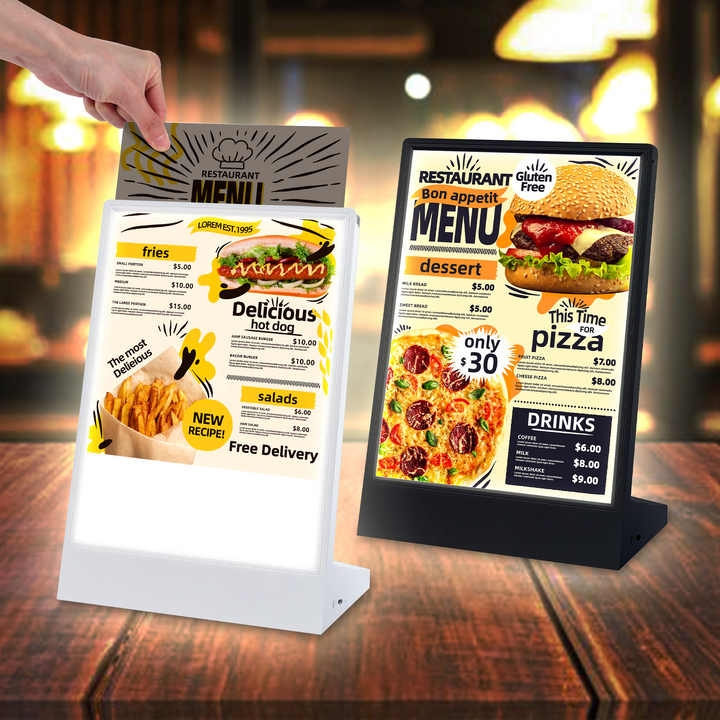 Rechargeable A4 desktop advertising light box Acrylic Flashing Led Table Menu Restaurant Card Display Holder Stand