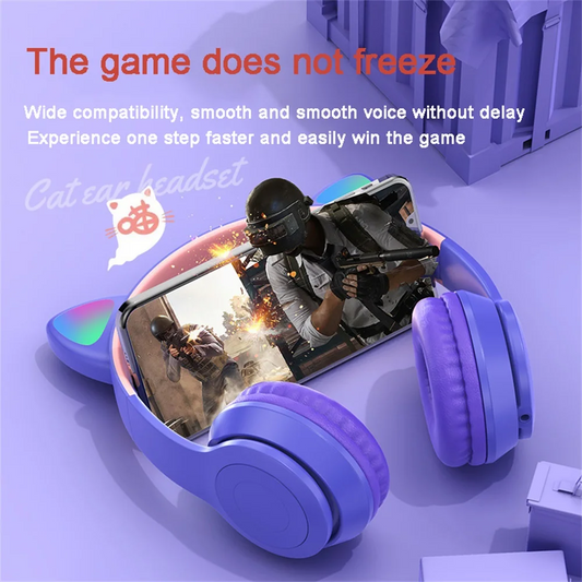 Cat Ears Bluetooth Wireless Headphone With Mic