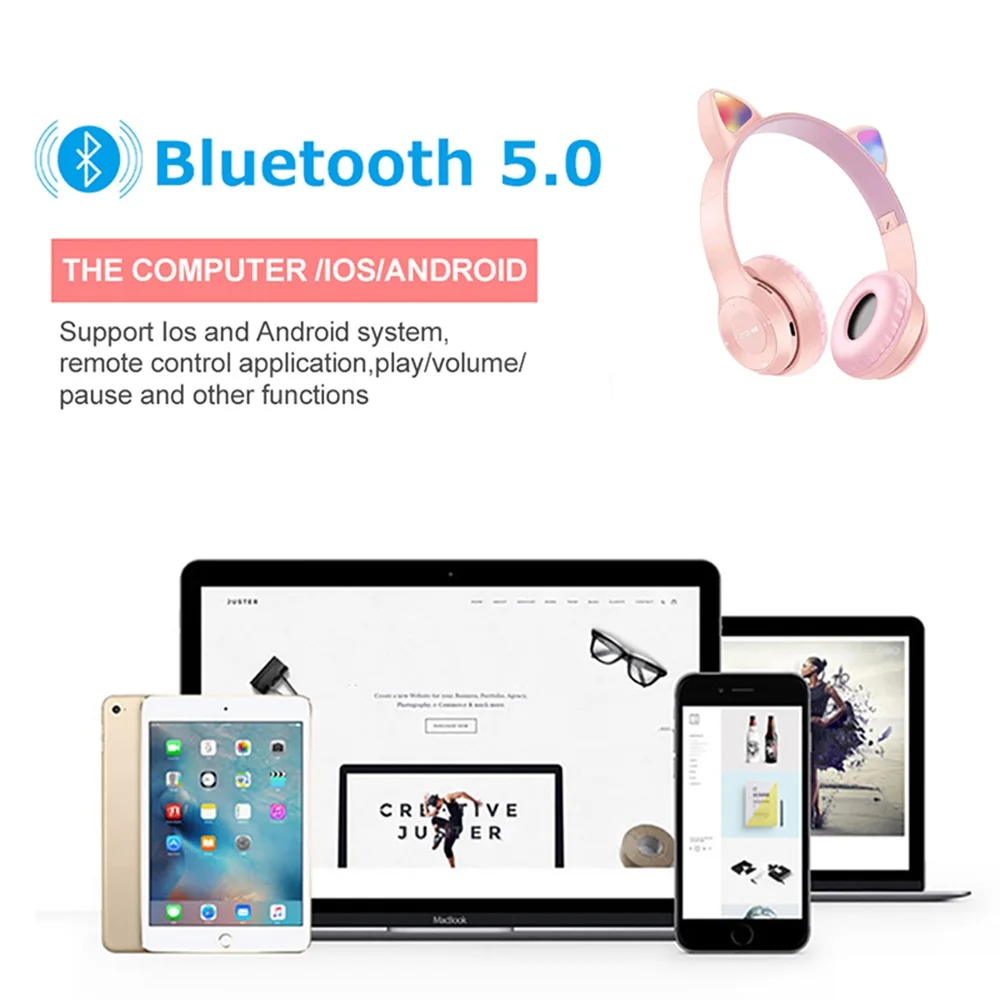 Cat Ears Bluetooth Headphone With Mic