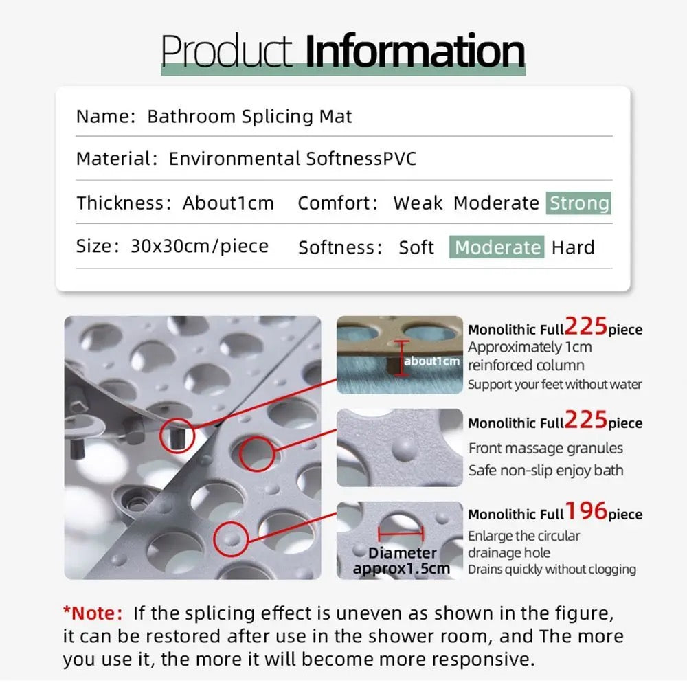 Bathroom Mat – Non-Slip Interlocking Drainage Tile