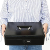 Large Metal Cash Safe Box with Money Tray