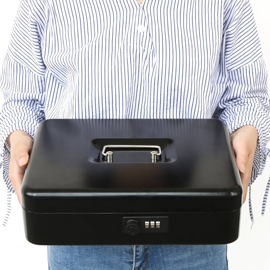 Large Metal Cash Safe Box