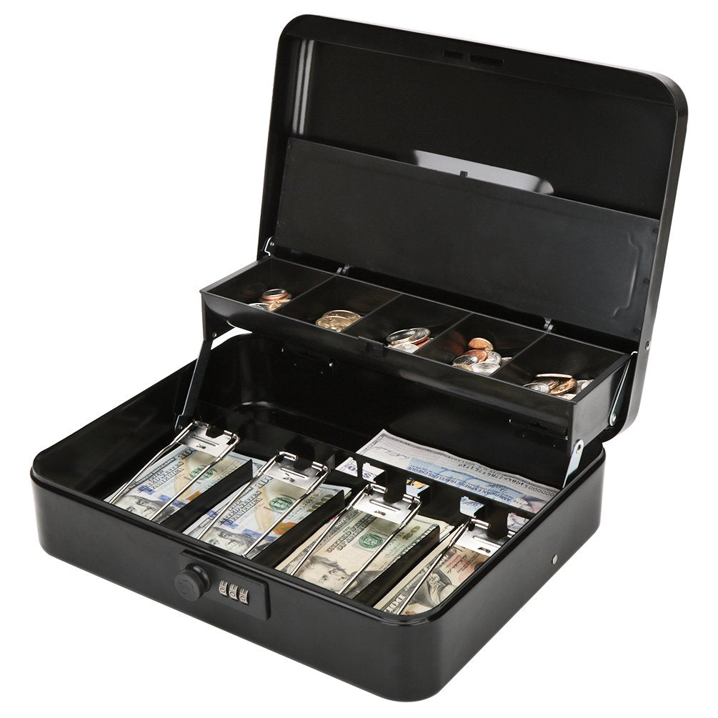 Large Metal Cash Safe Box