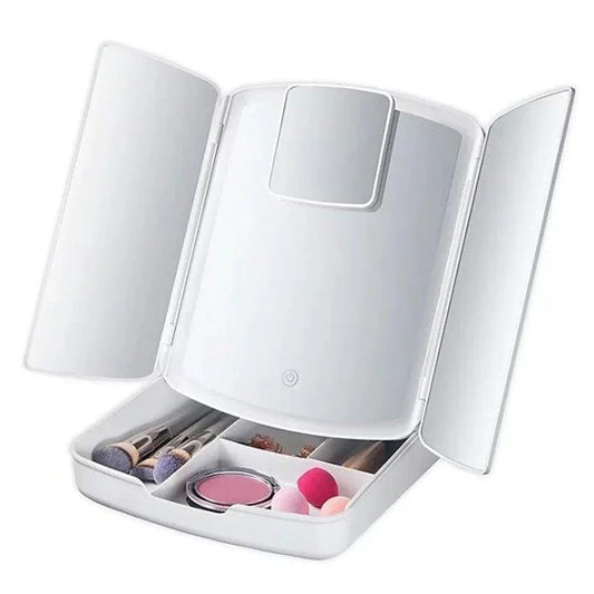 My Fold Away Vanity Mirror With Led & Makeup Storage