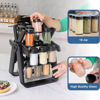 18 Jar Rotating Countertop Spice Racks Kitchen Shelf