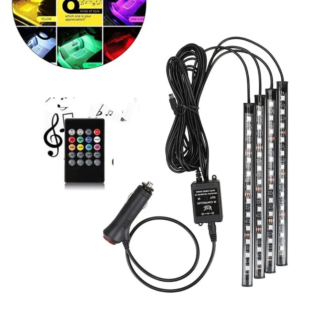 4-Piece RGB Car Interior Lights