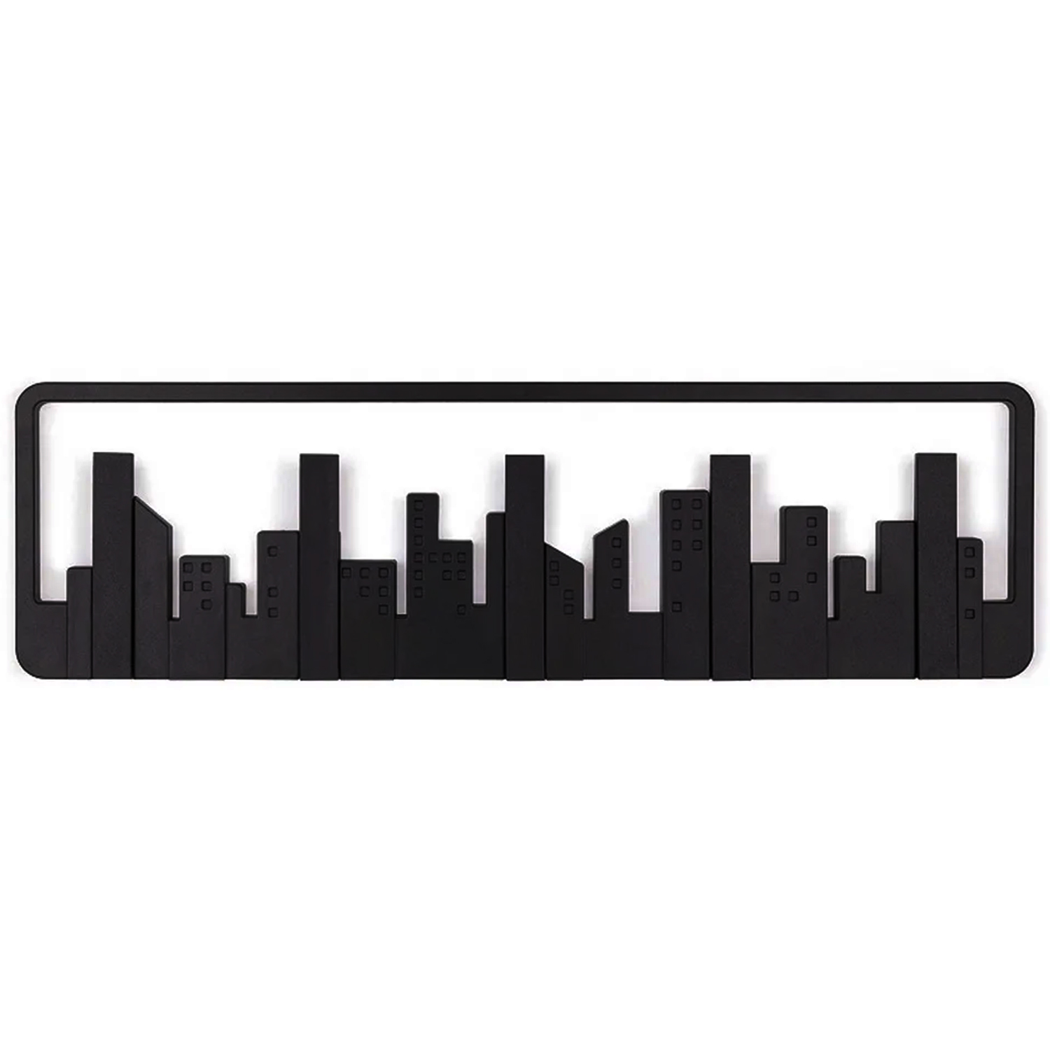 Wall-Mounted Coat Rack with Hooks - Key & Coat Holder (Black)