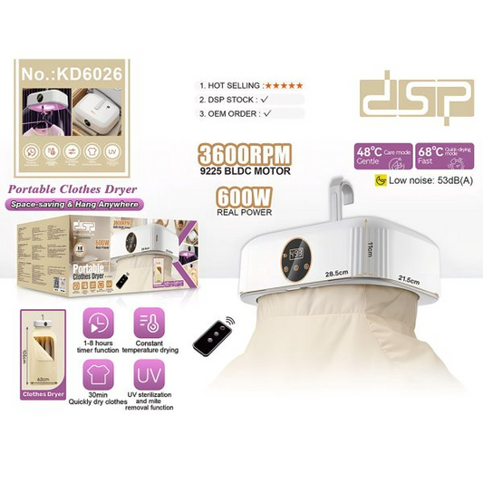 DSP Portable Clothes Dryer – 600W, Foldable, UV Sterilization KD6026