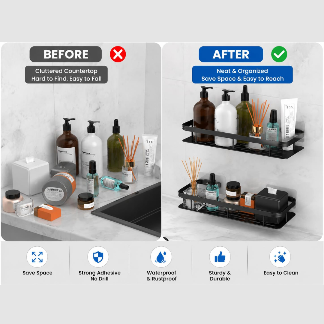 Self-Adhesive Aluminum Bathroom Shelf