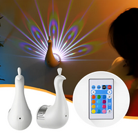 Peacock Projection Lamp, Wall Light with Remote Control
