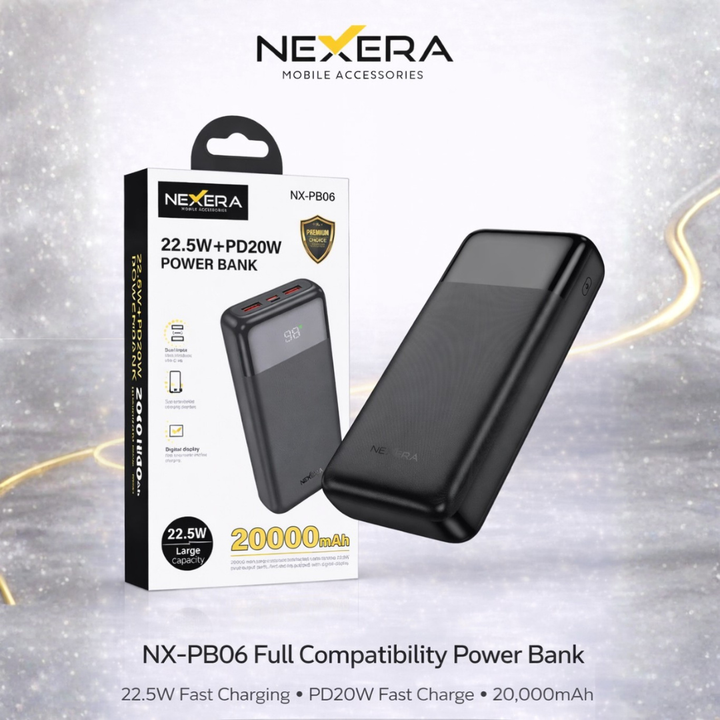 Nexera Powerbank 20000MAH 22.5W FASTCHARGE NX-PB06